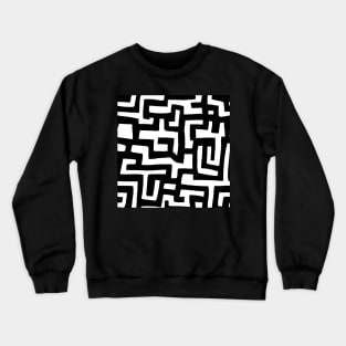 African Contemporary Kuba - Black White Crewneck Sweatshirt